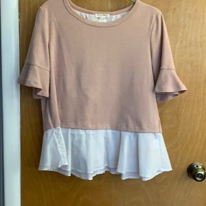 Blush and White Two Layer Top